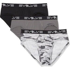 3 Pack Evolve Men's Briefs X-LARGE Micro Sport No Show Black Lead Tech Camo Grey